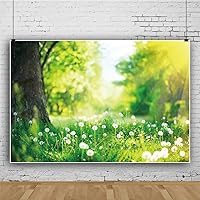YongFoto 5x3ft Spring Scenery Backdrop for Photography Dandelion Green Grass Tree Bright Sunshine Nature Scene Outdoor Picnic Tourism Leisure Time Party Kids Adults Portrait Photo Studio Prop