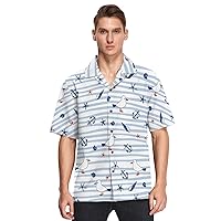 Seagull Anchor Shells Mens Button Down Shirt Men Casual Short Sleeve Hawaiian Shirts Aloha Shirt S