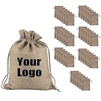 TopTie Custom Large Burlap Drawstring Bags 8 X 12 Inch / 50 PCS, Gift Wrap Bag with Logo Printed, Storage Bag Party Favor Bags