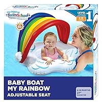 SwimSchool Rainbow Baby’s First Pool Float - 6-18 Months - Novelty Baby Boat with Adjustable Seat - Rainbow