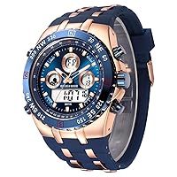 Men's Military Sports Watch - Digital, Waterproof, Analogue Watch with Date Alarm, Luminosity, Stopwatch, Big Army Watch for Big Men