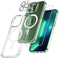 TAURI 5 in 1 for iPhone 13 Pro Max Case Magnetic Clear, [Military-Grade Drop Protection] Slim Shockproof Phone Lanyard Case 6.7 inch
