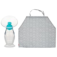 Nuby Comfort Portable & Lightweight All Silicone Breast Pump & On The Go Nursing Cover (Colors May Vary)