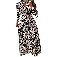 Trendy Fall Winter Long Sleeve Maxi Dress Formal Cocktail Party Dress Sexy Plus Size Elegant Floral Flowy Long Dress