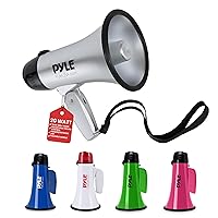 PYLE-PRO Portable Megaphone Speaker Siren Bullhorn - Compact and Battery Operated with 20 Watt Power, Microphone, 2 Modes, PA Sound and Foldable Handle for Cheerleading & Police Use-PMP23SL (Silver)