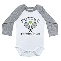 Tennis Baby Long Sleeve Raglan Onesie/FUTURE TENNIS STAR/Sports Bodysuit