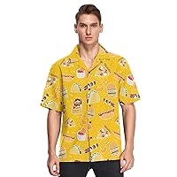 vvfelixl Juicy and Food Hawaiian Shirt for Men,Men's Casual Button Down Shirts Short Sleeve for Men S