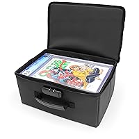 CASEMATIX Graded Comic Book Storage Fits 10 CGC Graded Comics, Hard Shell Fire Resistant Comic Book Bin Exterior with Three Comic Book Box Dividers, Includes Built in Comic Case Lock