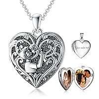 Personalized Heart Friendship Sisters/Mother Daughter/Brother Sister/Father Daughter Locket Necklace That Holds 2 Pictures Sterling Silver Photo Relationship Locket Gift