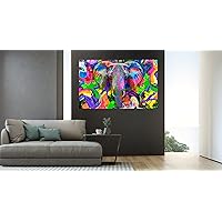 Cute Decals Acrylic Modern Wall Art Elephant Pop Art Series - Picture Photo Printing - Elephant with creative colorful abstract Wall Art - Acrylic Wall Art (Wide 18
