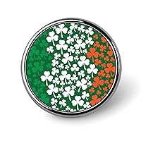 Ireland Flag Shamrock Pattern Round Lapel Pin Tie Tack Cute Brooch Pin Badge for Men Women Hat Clothing Accessories