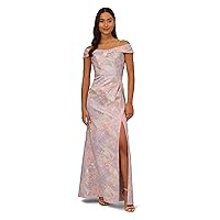 Adrianna Papell Women's Jacquard Off The Shoulder Gown