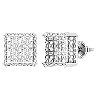 Dazzlingrock Collection Round White Diamond Dice Shape Iced Out Unisex Stud Earrings (0.30 ctw, Color I-J, Clarity I2-I3) in 925 Sterling Silver in Screw Back