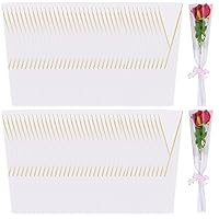 mifengda 100pcs Single Rose Sleeve Flower Wrapping Bags Single Flower Packaging Bags Waterproof Gold Edge Flower Bouquet Sleeve for Mother's Day Wedding Bouquet Valentine's Gifts (White)