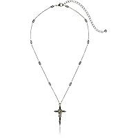 Sorrelli Delicate Cross Pendant Necklace, Antique Gold-Tone Finish, Crystal
