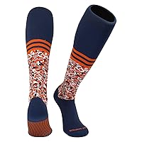 Digital Camo Stripe Navy Orange Knee-High Long Sports Socks