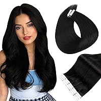 Full Shine 18 Inch Human Hair Tape in Extension Color Off Black 1B Remy Tape in Human Hair Extensions 20 Pcs Adhesive Extensions Hair 50 Gram Skin Weft Tape Hair Extensions