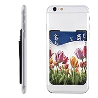 Tulip Scape Printed Phone Card Holder,Leather Phone Card Holder,Adhesive Stick On Credit Card Pocket For Smartphones
