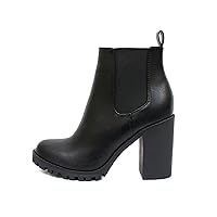 Glove - Ankle Boot w/Lug Sole Elastic Gore and Chunky Heel