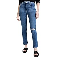 PAIGE Women's Sarah Slim High Rise Straight Leg in Road Rules Destructed