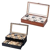 Watch Box Case Organizer Display Storage with Jewelry Drawer for Men Women Gift, Walnut Black 9B9G4T66 9B9LPBV9