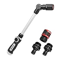 Eden 94621 PRO Metal 4-Pattern 18” Thumb-Control Turbo Watering Wand W/Quick Connect Starter Kit, 180-degree pivoting head