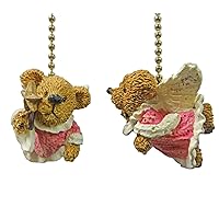 Set of 2 Angel Teddy Bear Ceiling FAN PULL Chain Ornaments Dangler