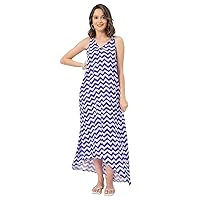 Sleeveless Geometric High Low Rayon Dress - Trendy Summer Style