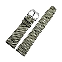 20mm Watch Straps for IWC Pilot Portuguese Portofino Nylon Canvas Watch Bands Green Blue Gray Black Watchbands Straps Bracelets (Color : Green-Silvery, Size : 21mm)