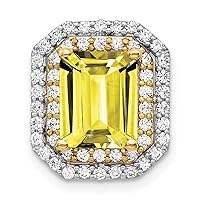 13.8mm 14k Two tone Gold Lab Grown Diamond and Created Yellow Sapphire Pendant Necklace Jewelry for Women