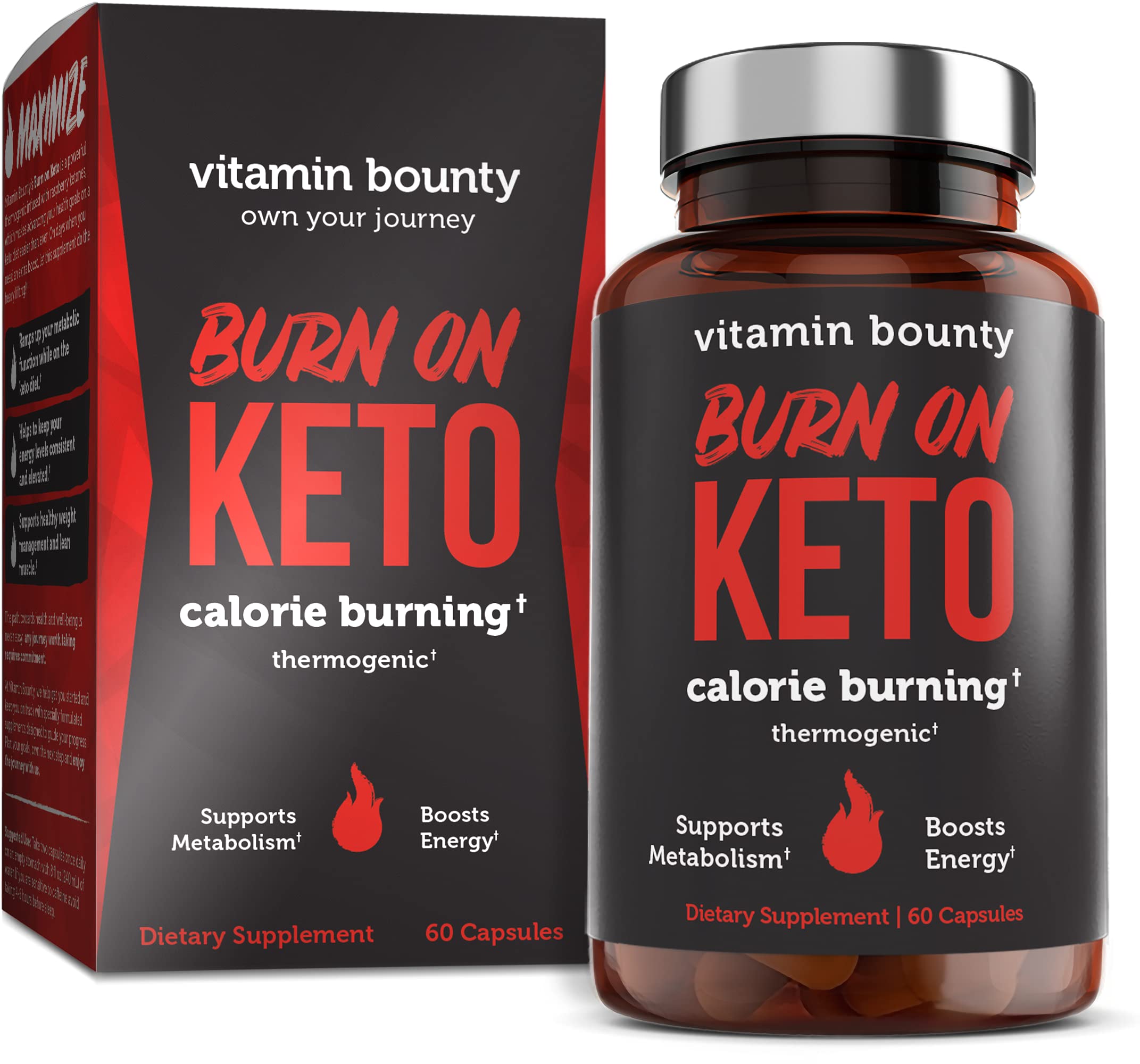 Vitamin Bounty Tune Your Keto and Burn on Keto Bundle - Keto Multivitamin, Calorie Burning for Women and Men, Premium Raspberry Ketones, Energy Support - Bundle 60 Capsule Each