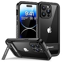Lanhiem iPhone 14 Pro Case with Kickstand, IP68 Waterproof Dustproof Case Built-in Screen Protector, Full Body Heavy Duty Shockproof Phone Cover for iPhone 14 Pro, 6.1 Inch (Black)