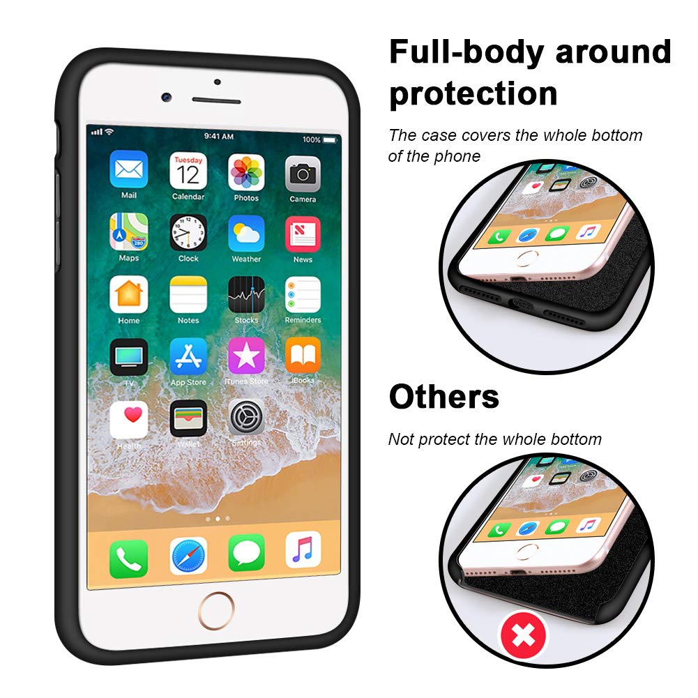 Anuck iPhone SE Case 2022/2020, Non-Slip Liquid Silicone Gel Rubber Bumper Phone Case Soft Microfiber Lining Hard Shockproof Protective Cases Cover For iPhone 8 And iPhone 74.7