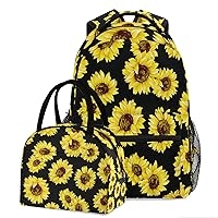 ZZKKO Sunflower Summer Backpack for Kids Boys Primary School Backpack with Lunch Box Middle High School Bookbag Set of 2