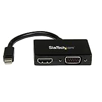 StarTech.com Mini DisplayPort to HDMI and VGA - 2 in 1 Travel Adapter - Mini DisplayPort to VGA Adapter - Mini DP to HDMI Dongle - Monitor Adapter (MDP2HDVGA) , Black
