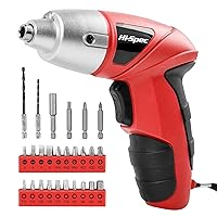 Hi-Spec 27pc 3.6V Red USB Small Power Electric Screwdriver Set. Cordless & Rechargeable with Driver Bit Set