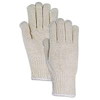 KnitMaster T1537 Glove | Heavyweight 7-gauge Cotton / Polyester Knit Gloves - Seamless, Breathable, Large, Off-White (12 Pairs)