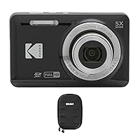 Kodak PIXPRO Friendly Zoom FZ55 Digital Camera (Black) Bundle with Case for Compact Point and Shoot Cameras (2 Items)