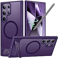 TORRAS Strong Magnetic & Seamless Stand for Samsung Galaxy S24 Ultra Case, Fit for MagSafe, Mil-Grade Drop Protection, Adjustable Kickstand for Samsung Galaxy S24 Ultra Case, Slim Frosted Matte Purple