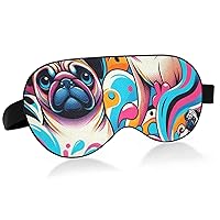Unisex Sleep Eye Mask Pug-Dogs-Watercolor-Splash Night Sleeping Mask Comfortable Eye Sleep Shade Cover