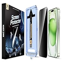 MAGIC JOHN 2 Pack for iPhone 15 Plus 6.7 inch Privacy Glass Screen Protector, Auto Dust-Elimination Installation, Bubble Free, Easy Installation