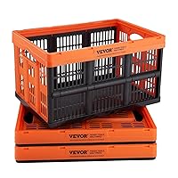 VEVOR 45L Collapsible Milk Crates 3 Packs, Stackable Storage Baskets with Handles, Folding Storage Containers for Organizing Tools, Books, Food, Drinks, Camping & Transport