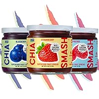 Chia Smash Jam, Variety 3-Pack Classics | No Sugar Added, Naturally Sweet Jelly | Keto Friendly, Low Calorie, Low Carb | Non GMO, Upcycled, Vegan, Plant Based, Paleo | Strawberry, Raspberry, Blueberry