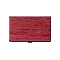 PL025 Card CASE, Stainless Case for Business Cards with an Accent of Precious Wood (Purpleheart)