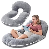 INSEN Pregnancy Pillows, Detachable Body Pillow for Sleeping, Nurse & Relax, Multi-Use Pregnancy Pillows for Pregnant Women, Grey