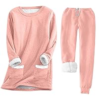 Ceboyel Womens Loungewear Set Fleece Two Piece Sweatshirt Sherpa Lined Sweatshirts & Sweatpant Soft Pajamas Sleepwear