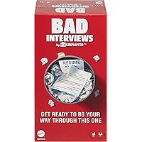 Mattel Games Bad Interviews by Funemployed Party Game for Adults and Game Night for 3 or More Players, Hilarious Quick-Thinking Interview Card Game