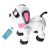 Remote Control Robot Dog Toy, Programmable Interactive & Smart Dancing Robots for Kids 5 and up, RC Stunt Toy Dog with Sound LED Eyes, Electronic Pets Toys Robotic Dogs for Kids Gifts,Pink