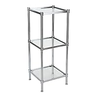3 Tier Tempered Glass Freestanding Bathroom Storage Tower 13.25 x 13.25 x 31 inches