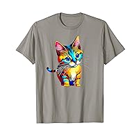 Cute Cat for kitten lovers Colorful Art Kitty Adoption T-Shirt